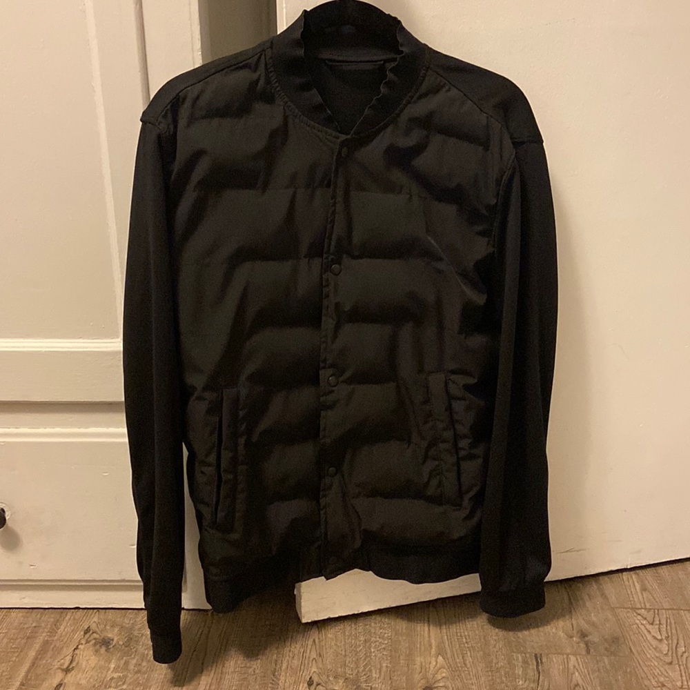 Mens Zara Black Bomber Jacket With Puffy Shell Vest Casual Outerwear Streetwear